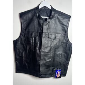 Genuine Leather Made In USA‎ Motorcycle Bikers Black Best Men’s Size 3XL NEW